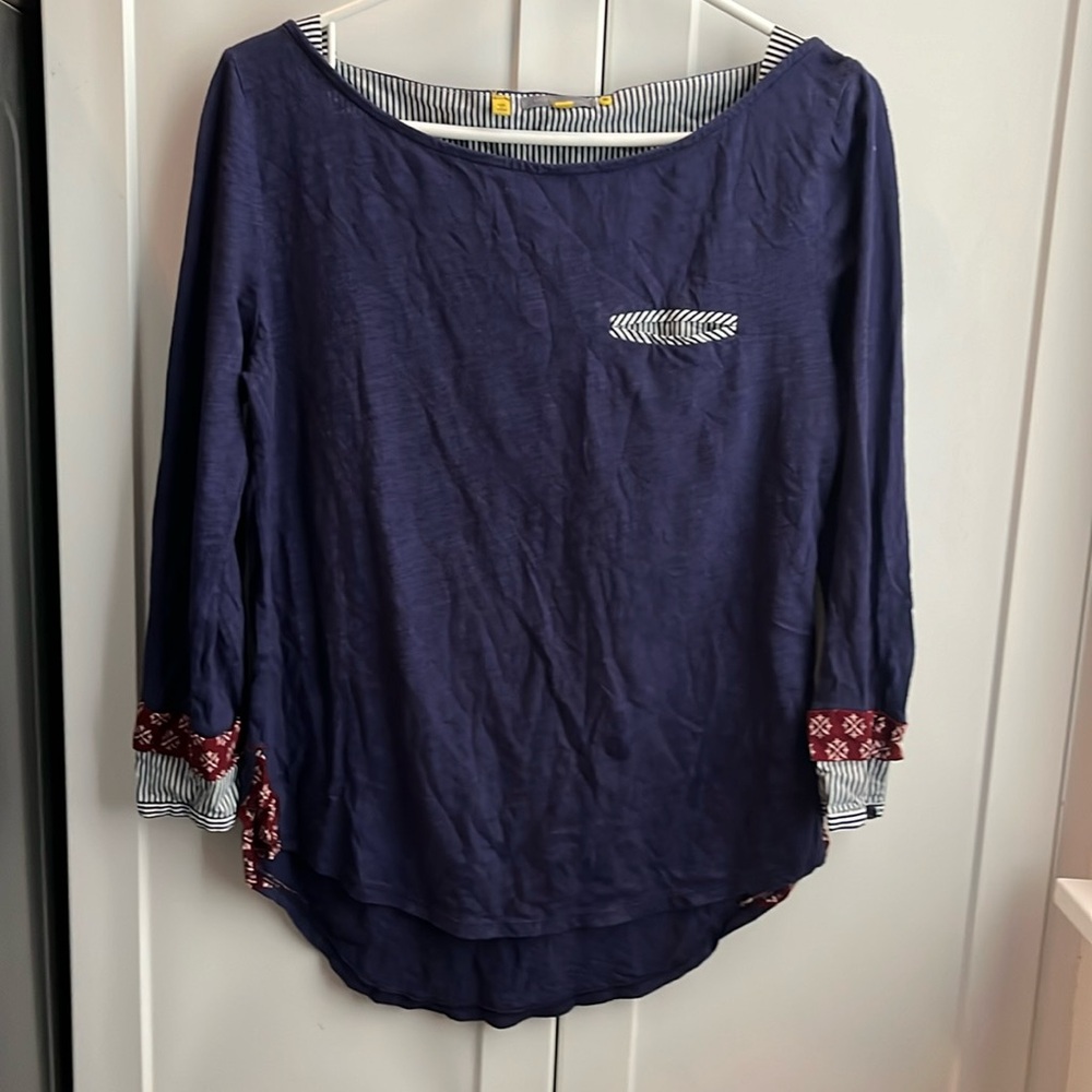3/4 length shirt from Anthropologie. Size S. Brand Little Yellow Button.